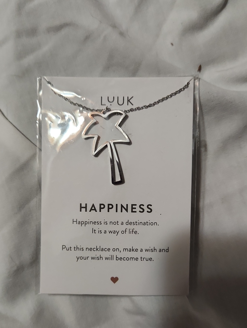 Silver Palm Tree Necklace - Happiness Card